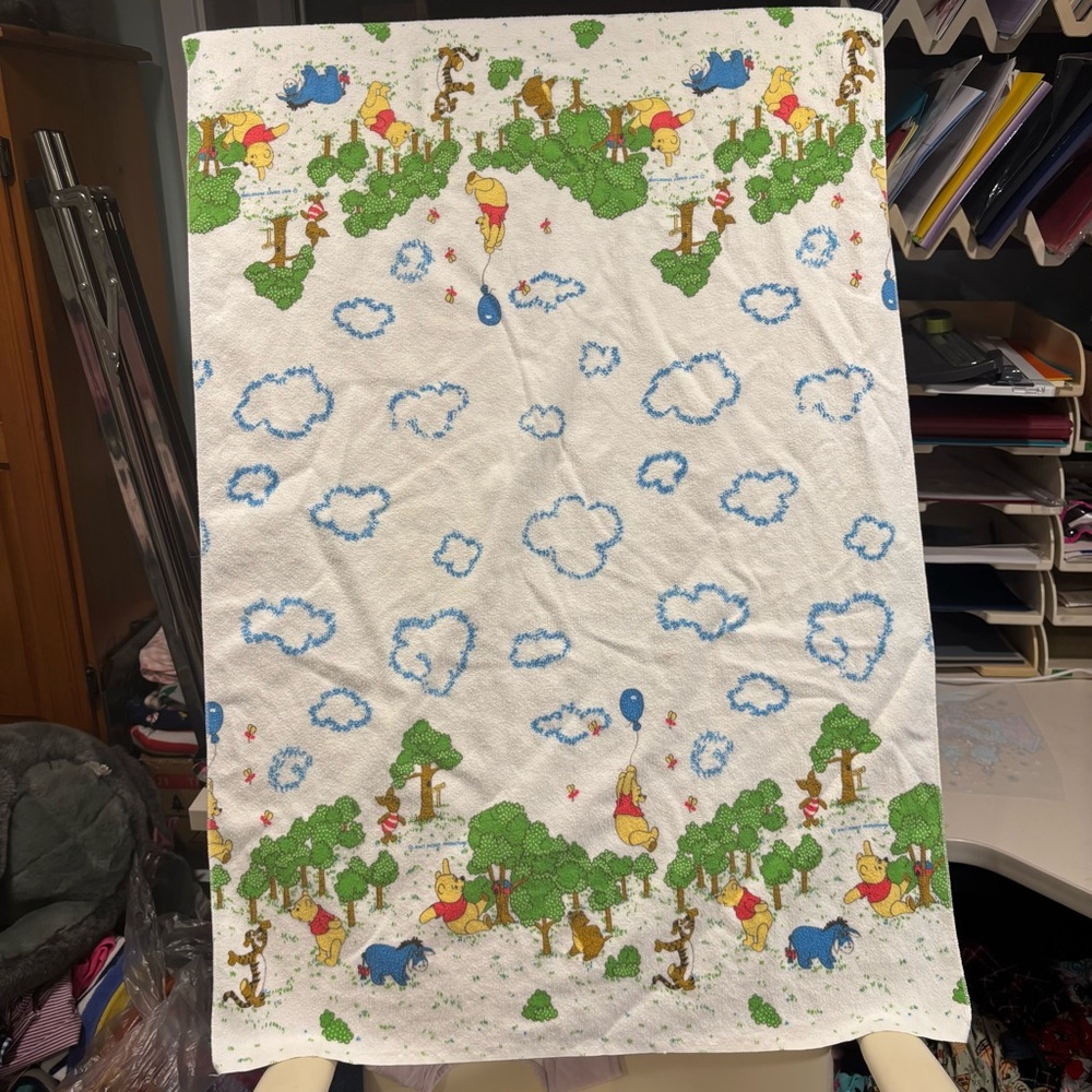 Disney Winnie the Pooh Blanket - White, Green, Red, Blue